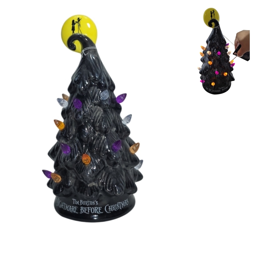 Tim Burton's The Nightmare Before Christmas Ceramic Halloween Light-Up Tree New - Picture 10 of 10